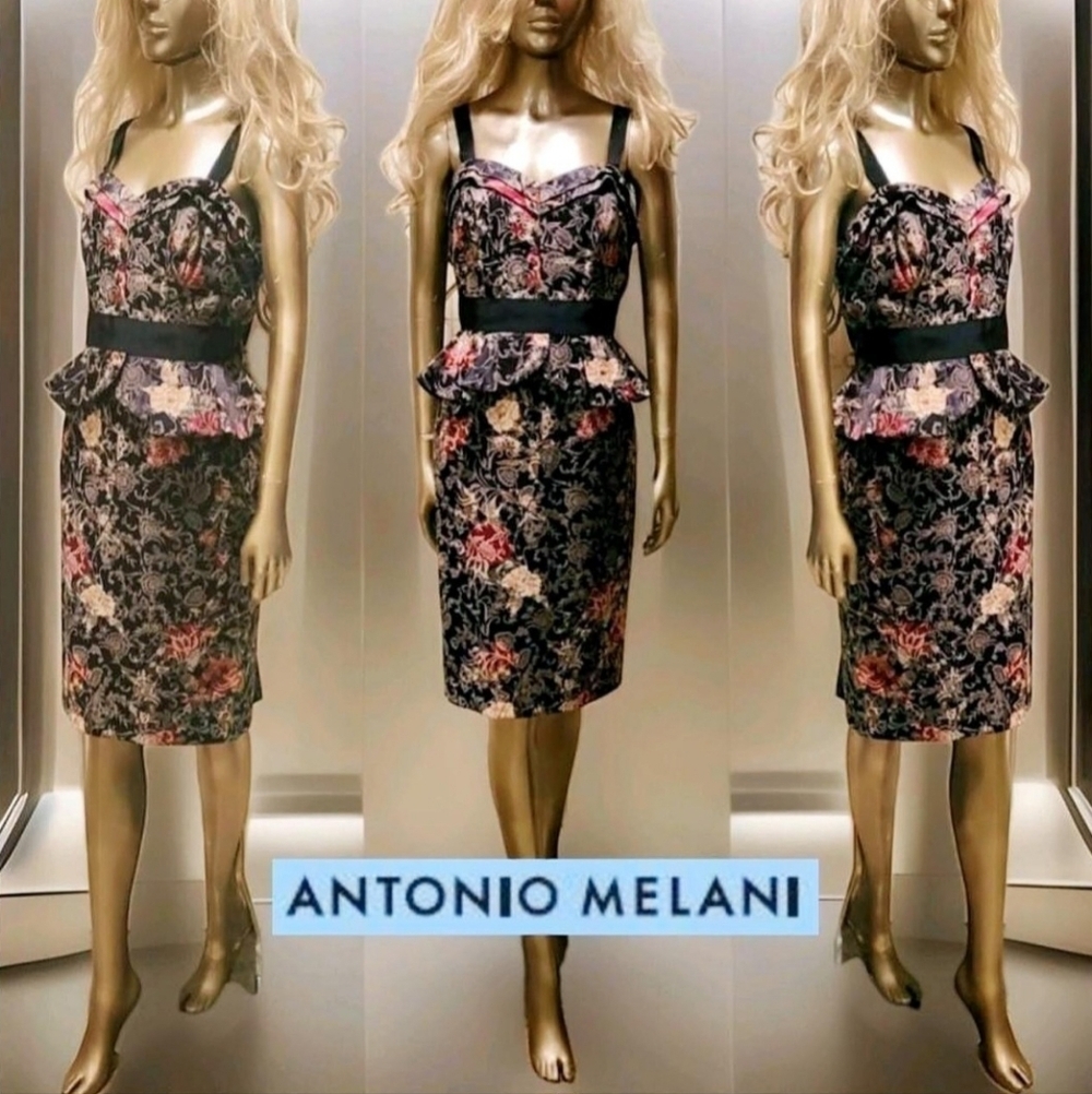 NWT Antonio Melani Seraphina Floral Peplum Cocktail Dress Sz 8